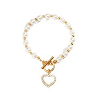 Lady Heart Shape Imitation Pearl Alloy Wholesale Bracelets main image 2