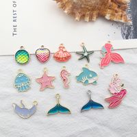 1 Piece Simple Style Heart Shape Mermaid Fish Scales Alloy Enamel Pendant Jewelry Accessories main image 2