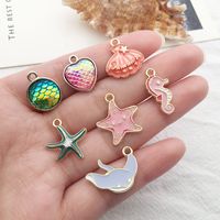 1 Piece Simple Style Heart Shape Mermaid Fish Scales Alloy Enamel Pendant Jewelry Accessories main image 3