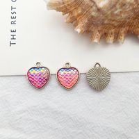 1 Piece Simple Style Heart Shape Mermaid Fish Scales Alloy Enamel Pendant Jewelry Accessories sku image 13