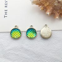 1 Piece Simple Style Heart Shape Mermaid Fish Scales Alloy Enamel Pendant Jewelry Accessories sku image 12