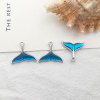 1 Piece Simple Style Heart Shape Mermaid Fish Scales Alloy Enamel Pendant Jewelry Accessories sku image 2