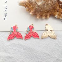1 Piece Simple Style Heart Shape Mermaid Fish Scales Alloy Enamel Pendant Jewelry Accessories sku image 11