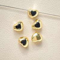 1 Piece 7 * 8mm Copper Zircon Heart Shape Beads sku image 1