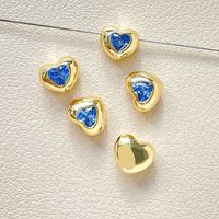 1 Piece 7 * 8mm Copper Zircon Heart Shape Beads sku image 2