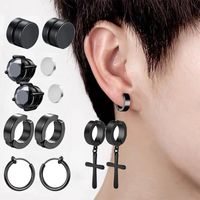 1 Pair Punk Simple Style Geometric Stainless Steel Hoop Earrings Ear Cuffs main image 6
