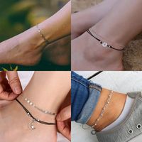 Vacation Compass Moon Copper Layered Plating 14k Gold Plated Women's Anklet main image 1