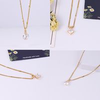 Elegant Simple Style Shiny Round Square Stainless Steel Copper Plating Inlay Zircon 18k Gold Plated Pendant Necklace main image 1