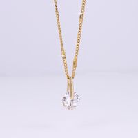 Elegant Simple Style Shiny Round Square Stainless Steel Copper Plating Inlay Zircon 18k Gold Plated Pendant Necklace main image 4