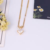 Elegant Simple Style Shiny Round Square Stainless Steel Copper Plating Inlay Zircon 18k Gold Plated Pendant Necklace main image 5