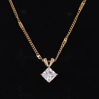 Elegant Simple Style Shiny Round Square Stainless Steel Copper Plating Inlay Zircon 18k Gold Plated Pendant Necklace main image 10