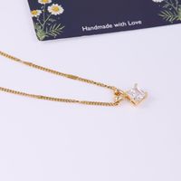 Elegant Simple Style Shiny Round Square Stainless Steel Copper Plating Inlay Zircon 18k Gold Plated Pendant Necklace main image 7