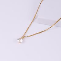 Elegant Simple Style Shiny Round Square Stainless Steel Copper Plating Inlay Zircon 18k Gold Plated Pendant Necklace main image 6