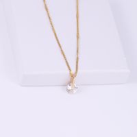 Elegant Simple Style Shiny Round Square Stainless Steel Copper Plating Inlay Zircon 18k Gold Plated Pendant Necklace main image 8