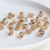 1 Piece Simple Style Round Solid Color Copper Plating Inlay Beads Jewelry Accessories main image 4