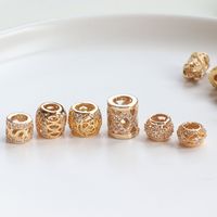 1 Piece Simple Style Round Solid Color Copper Plating Inlay Beads Jewelry Accessories main image 3