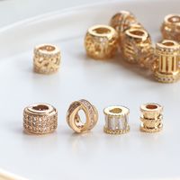 1 Piece Simple Style Round Solid Color Copper Plating Inlay Beads Jewelry Accessories main image 2