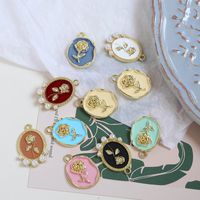 10 Pcs/package Sweet Rose Alloy Enamel Inlay Jewelry Accessories main image 2