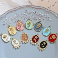 10 Pcs/package Sweet Rose Alloy Enamel Inlay Jewelry Accessories main image 4