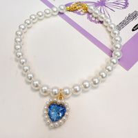 Sweet Bright Pearl Heart Shape Pet Collar sku image 1