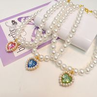 Sweet Bright Pearl Heart Shape Pet Collar main image 5