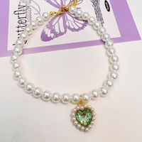Sweet Bright Pearl Heart Shape Pet Collar sku image 2