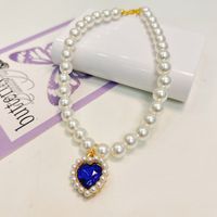 Sweet Bright Pearl Heart Shape Pet Collar sku image 5