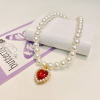 Sweet Bright Pearl Heart Shape Pet Collar sku image 6