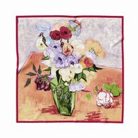 Women's Elegant Oil Painting Polyester Printing Silk Scarf sku image 6