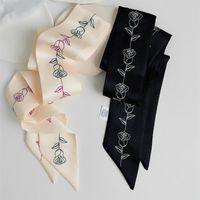 Women's Elegant Rose Polyester Printing Silk Scarf main image 4