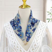 Women's Elegant Flower Satin Silk Scarf sku image 2