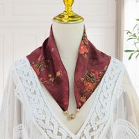 Women's Elegant Flower Satin Silk Scarf sku image 1
