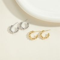 1 Pair Vintage Style Type C Solid Color Plating Inlay Copper Zircon 14k Gold Plated Ear Studs main image 9
