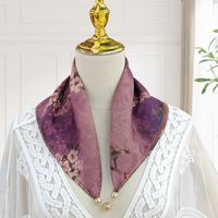 Women's Elegant Flower Satin Silk Scarf sku image 4