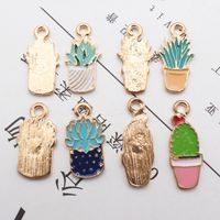 10 Pcs/package Simple Style Cactus Plant Alloy Enamel Jewelry Accessories main image 5