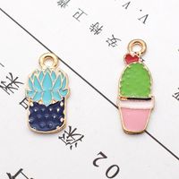 10 Pcs/package Simple Style Cactus Plant Alloy Enamel Jewelry Accessories main image 4