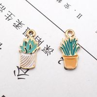 10 Pcs/package Simple Style Cactus Plant Alloy Enamel Jewelry Accessories main image 3