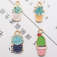 10 Pcs/package Simple Style Cactus Plant Alloy Enamel Jewelry Accessories main image 2