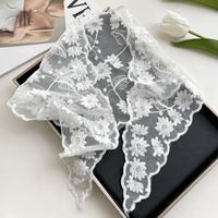 Women's Fairy Style Sweet Flower Lace Hollow Out Silk Scarf sku image 1