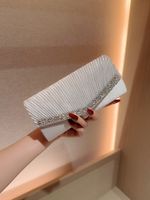 Apricot Silver Polyester Solid Color Rhinestone Square Evening Bags main image 1