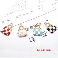 10 Pcs/package Simple Style Bag Lattice Alloy Enamel Jewelry Accessories main image 2