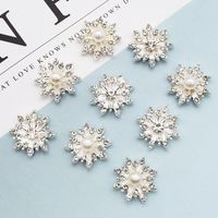 10 PCS/Package Alloy Rhinestones Pearl Flower Simple Style main image 1