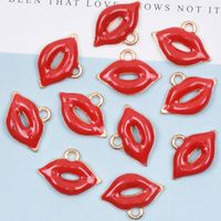 10 Pcs/package Simple Style Lips Alloy Enamel Jewelry Accessories main image 1