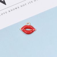 10 Pcs/package Simple Style Lips Alloy Enamel Jewelry Accessories main image 4