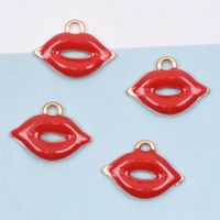 10 Pcs/package Simple Style Lips Alloy Enamel Jewelry Accessories main image 3