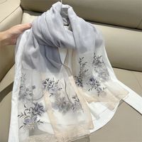 Women's Elegant Flower Polyester Embroidery Silk Scarf sku image 4