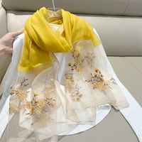 Women's Elegant Flower Polyester Embroidery Silk Scarf sku image 8
