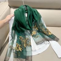 Women's Elegant Flower Polyester Embroidery Silk Scarf main image 3