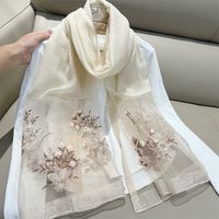 Women's Elegant Flower Polyester Embroidery Silk Scarf main image 2