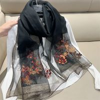 Women's Elegant Flower Polyester Embroidery Silk Scarf main image 5